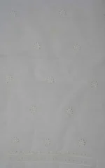 Srajann Hand Embroided white Kota Lucknowi Chikankari Unstitched Kurta Dupatta Set (SLC1509) - Image 9