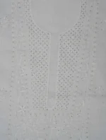Srajann Hand Embroided White Kota Lucknowi Chikankari Unstitched Kurta Dupatta Set (SLC1512) - Image 5