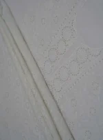 Srajann Hand Embroided white Kota Lucknowi Chikankari Unstitched Kurta Dupatta Set (SLC1508) - Image 8