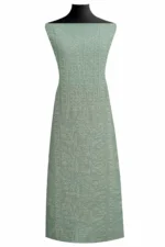 Srajann Hand Embroided Sea Green Linen Lucknowi Chikankari Unstitched Kurta Dupatta Set (SLC1813) - Image 2