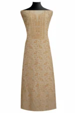 Srajann Hand Embroided Fawn Mul Chanderi Lucknowi Chikankari Unstitched Kurta Dupatta Set (SLC1823) - Image 2