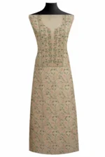 Srajann Hand Embroided white Mul Chanderi Lucknowi Chikankari Unstitched Kurta Dupatta Set (SLC1828) - Image 2