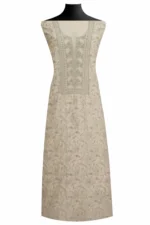 Srajann Hand Embroided white Mul Chanderi Lucknowi Chikankari Unstitched Kurta Dupatta Set (SLC1822) - Image 2