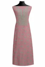 Srajann Hand Embroided Purple Mul Chanderi Lucknowi Chikankari Unstitched Kurta Dupatta Set (SLC1838) - Image 2