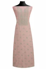 Srajann Hand Embroided Pink Mul Chanderi Lucknowi Chikankari Unstitched Kurta Dupatta Set (SLC1839) - Image 2