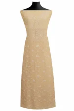 Srajann Hand Embroided Fawn Mul Chanderi Lucknowi Chikankari Unstitched Kurta Dupatta Set (SLC1852) - Image 2