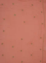 Srajann Hand Embroided Carrot Pink Mul Chanderi Lucknowi Chikankari Unstitched Kurta Dupatta Set (SLC1850) - Image 7
