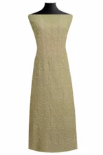 Srajann Hand Embroided Green Mul Chanderi Lucknowi Chikankari Unstitched Kurta Dupatta Set (SLC1849) - Image 4