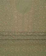 Srajann Hand Embroided Green Mul Chanderi Lucknowi Chikankari Unstitched Kurta Dupatta Set (SLC1849) - Image 6