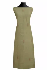 Srajann Hand Embroided Green Mul Chanderi Lucknowi Chikankari Unstitched Kurta Dupatta Set (SLC1849) - Image 3