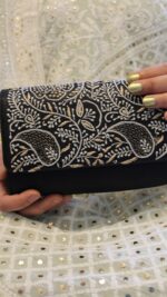 BLACK CHIKANKARI CLUTCH