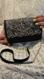 BLACK CHIKANKARI CLUTCH - Image 2