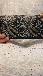 BLACK CHIKANKARI CLUTCH