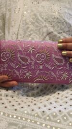 MAUVE CHIKANKARI CLUTCH