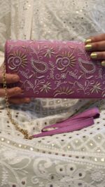 MAUVE CHIKANKARI CLUTCH - Image 2