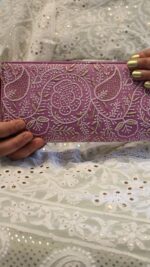 MAUVE CHIKANKARI CLUTCH