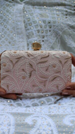 SOFT PINK CHIKANKARI CLUTCH