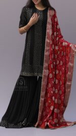 BLACK PURE & PREMIUM GEORGETTE MUKAISH GARARA SET - Image 4