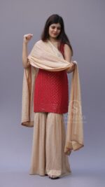 RED PURE & PREMIUM GEORGETTE MUKAISH GARARA SET - Image 2