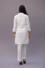 Srajann Hand Embroidered White Linen Lucknowi Chikankari Co-Ord Set (WHSL25) - Image 5
