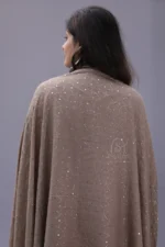 Srajann Hand Embroidered Warm Ivory Lucknowi Chikankari Unisex Pashmina Shawl (SLC3728) - Image 3