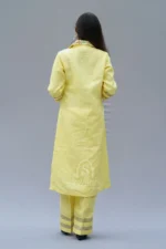 Srajann Hand Embroidered Yellow Linen Lucknowi Chikankari Co-Ord Set (WHSL10) - Image 4