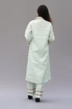 Srajann Hand Embroidered Light Blue Linen Lucknowi Chikankari Co-Ord Set (WHSL12) - Image 4