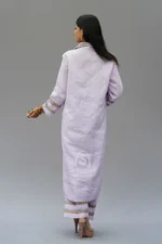 Srajann Hand Embroidered Mauve Linen Lucknowi Chikankari Co-Ord Set (WHSL14) - Image 4