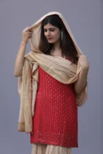 RED PURE & PREMIUM GEORGETTE MUKAISH GARARA SET - Image 2