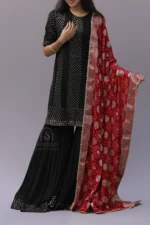 BLACK PURE & PREMIUM GEORGETTE MUKAISH GARARA SET - Image 3