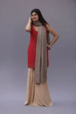 Srajann Hand Embroidered Warm Ivory Lucknowi Chikankari Unisex Pashmina Shawl (SLC3728) - Image 4