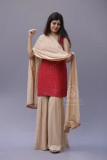 RED PURE & PREMIUM GEORGETTE MUKAISH GARARA SET - Image 6