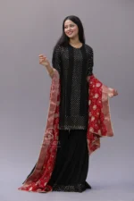BLACK PURE & PREMIUM GEORGETTE MUKAISH GARARA SET - Image 5