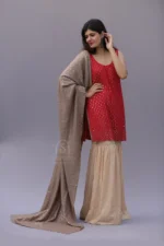 Srajann Hand Embroidered Warm Ivory Lucknowi Chikankari Unisex Pashmina Shawl (SLC3728) - Image 6