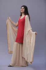 RED PURE & PREMIUM GEORGETTE MUKAISH GARARA SET - Image 7