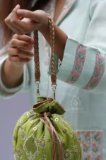 Srajann Hand Embroidered Light Blue Linen Lucknowi Chikankari Co-Ord Set (WHSL12) - Image 6