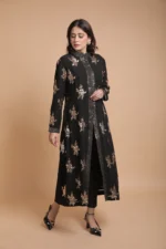 Srajann Hand Embroidred  Black Pure Georgette Lucknowi Chikankari Straight Kurta (SLC3919) - Image 4