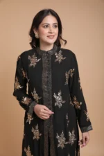 Srajann Hand Embroidred  Black Pure Georgette Lucknowi Chikankari Straight Kurta (SLC3919) - Image 5