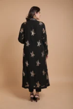 Srajann Hand Embroidred  Black Pure Georgette Lucknowi Chikankari Straight Kurta (SLC3919) - Image 3