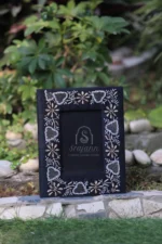 Handcrafted Black Silk Lucknow Chikankari Cover Photo Frame by Srajann
