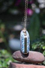 Turquoise Blue Chikankari Clutch With Zari Work - Image 3