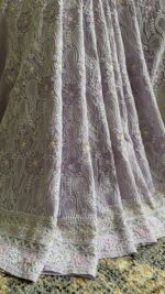 MAUVE PURE & PREMIUM GEORGETTE CHIKANKARI SAREE & BLOUSE - Image 2