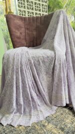 MAUVE PURE & PREMIUM GEORGETTE CHIKANKARI SAREE & BLOUSE
