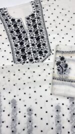 DYEABLE CHANDERI MUL CHIKANKARI KURTA & DUPATTA FABRIC - Image 6