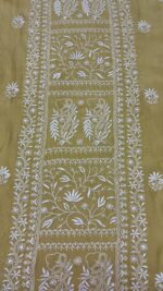 LIGHT CARAMEL CHANDERI MUL CHIKANKARI KURTA & DUPATTA FABRIC - Image 5