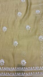 LIGHT CARAMEL CHANDERI MUL CHIKANKARI KURTA & DUPATTA FABRIC - Image 8