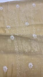 LIGHT CARAMEL CHANDERI MUL CHIKANKARI KURTA & DUPATTA FABRIC - Image 7