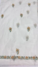 DYEABLE CHANDERI MUL CHIKANKARI KURTA & DUPATTA FABRIC - Image 8