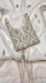 DYEABLE CHANDERI MUL CHIKANKARI KURTA & DUPATTA FABRIC