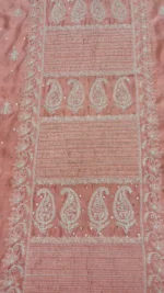 BLUSH CORAL CHANDERI SILK CHIKANKARI KURTA & DUPATTA FABRIC - Image 5
